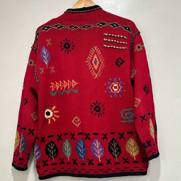 ICELANDIC Design Red 55% Hemp Cardigan Sweater Jacket Sz L - Picture 4 of 11